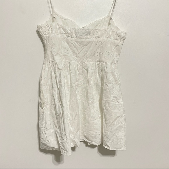 Zara Lace Eyelet White Cotton Mini Prairie Bow Tie Dress - Picture 5 of 5